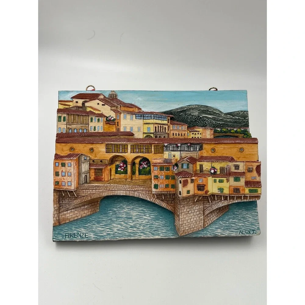 Istituto Grafico Italiano Ponte Vecchio Firenze 3D Relief Plaque Italy Alex T